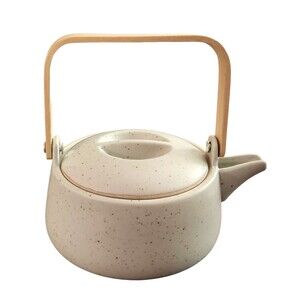 TAG Teapot Matte Reactive Speckle Glaze Beige (G15518) Wood Handle